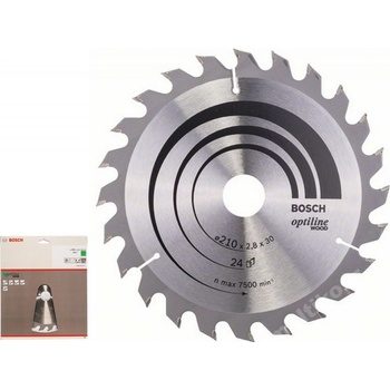 Bosch Pílový kotúč Optiline Wood 210 x 30 x 2,8 mm, 24 2608640621