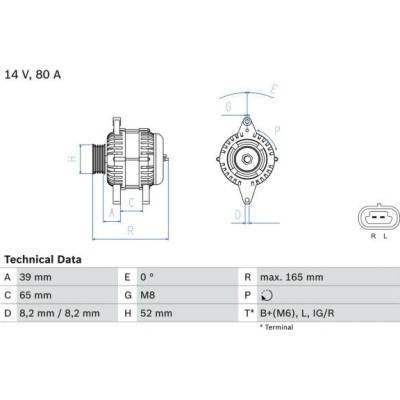 BOSCH Alternátor 12V 80A s kolem REPAS.