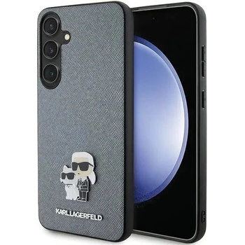 KARL LAGERFELD Кейс Karl Lagerfeld KLHCS24MPSAKCMPG за Samsung Galaxy S24 Plus S926, твърд, сив / сив, Saffiano Karl & Choupette Metal Pin (KF001945-0)