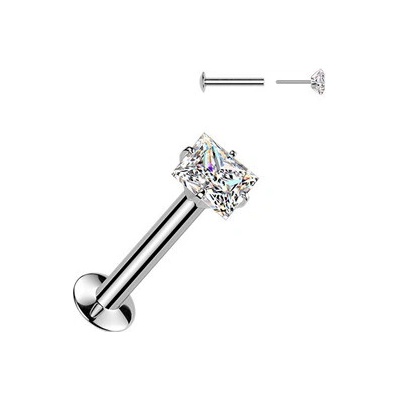 Šperky4U Piercing do brady čtvereček PUSH IN labreta LB1143
