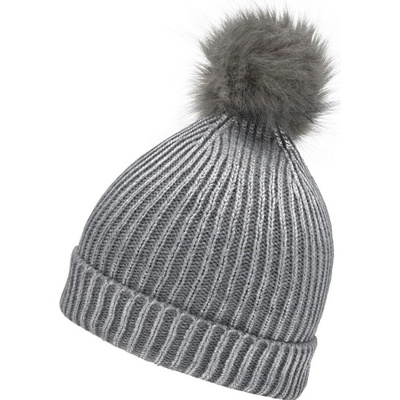 Dámská pletená metalická čepice MB7143 Stříbrná světle šedá