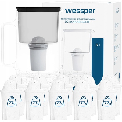 Wessper D2 Borosilicate 3 l černá + filtry 10 ks – Zboží Dáma