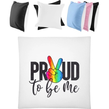 Darčeky PrintEQ LGBTI Vankúš s Nápisom Proud to be me Biela/Čierna 40x40