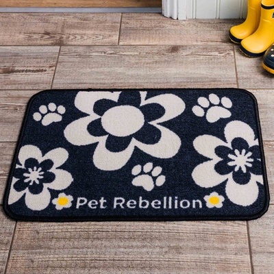 Pet Rebellion Koberček pod misky 40 x 60 cm Flowers black