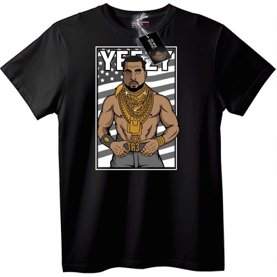 NOONEBRAND Тениска Yeezy Златни Вериги - 3XL, Black