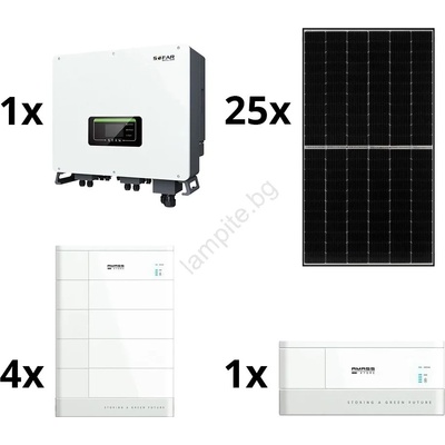 Sofar solar Соларен к-кт SOFAR Solar-10kWp JINKO +10kW хибриден конвертор 3f+10, 24 kWh батерия (TI9995-25ksA)