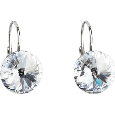 Pavona Stříbrné náušnice visací s krystaly Swarovski bílé kulaté 31106.1