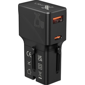 Xmart Бързо Зарядно устройство с преходници за различни стандарти Xmart G525, 25W PD, Черно (26356)