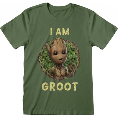 CurePink: pánské tričko Marvel|Guardians Of The Galaxy|Strážci galaxie: I Am Groot Badge S zelená – Zboží Dáma