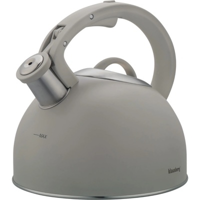 KLAUSBERG Свирещ чайник Klausberg KB 7912, 2.5 л, Дръжка с дървесен ефект, Индукция, Светлосив (9999KB7912)