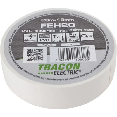 Tracon Electric Páska izolačná 20 m x 18 mm biela