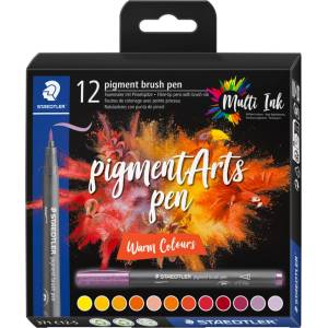 STAEDTLER Флум. Staedtler Pigment Brush 371, 12цв, топли цв (31653-А-371 C12-5)