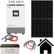 VSelektro Solární sestava Hybrid I 9 / 4,1 kWp a AKU 2x200Ah