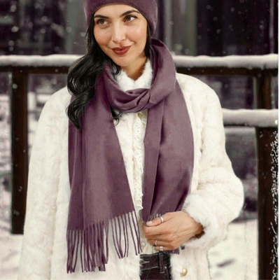 Krumlovanka šála s ovčí vlnou Cashmere Sensation 35x200cm -tmavě starorůžová melanž P-72650-VIOLET