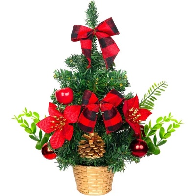 Stromček MagicHome Vianoce, ozdobený, červený, 30 cm