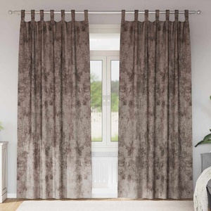 Pure Line Home Кадифени завеси в цвят чинчила с текстилни гайки (уши), 2 бр. , 140 x 245 см