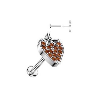 Šperky4U PUSH-IN piercing do ucha nebo brady jahůdka LB1158