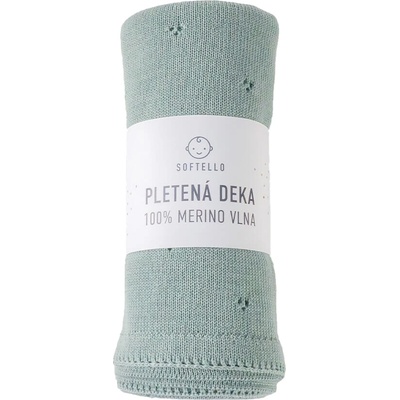 SOFTELLO Pletená merino deka SAPO šalviová
