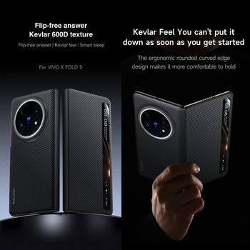 vivo Калъф SULADA Kevlar за vivo X Fold5 - смарт капак с прозорец, кожена текстура и магнитна функция, различни цветове