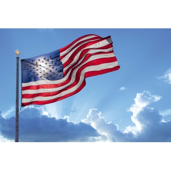 DIMEX ART s. r. o Флизелинов фототапет американско знаме на вятъра 375 x 250 см
