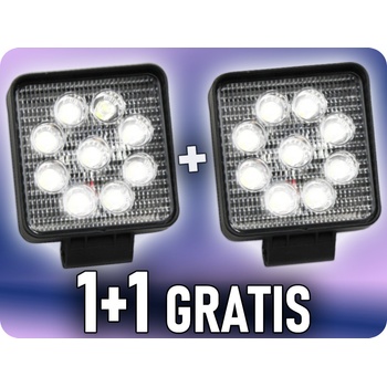 TruckLED LED Epistar pracovné svetlo, hranaté, 27W, 2200 lm, 12/24V, IP67, 1+1 zadarmo! [L0077S]