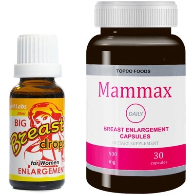Капсули за уголемяване на бюста Mammax Daily + Капки за уголемяване на бюста Big Breast drops