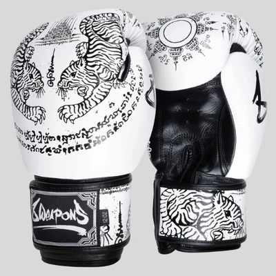 8Weapons Боксови Ръкавици 8 Weapons Sak Yant Tigers White/Black - 12 oz