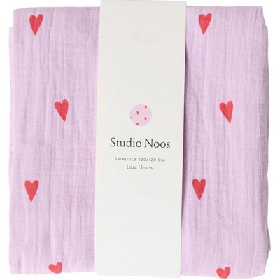 STUDIO NOOS SWADDLE ZAVINOVAČKA Print Large Purple Hearts