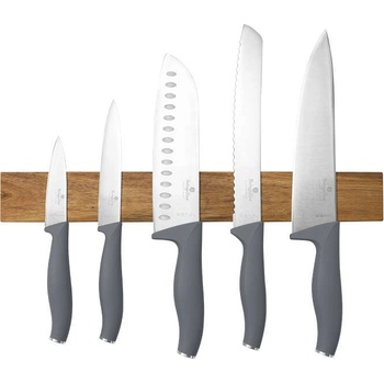 Berlinger Haus Aspen Collection Комплект ножове от 6 части с магнитна кука от акациево дърво - сив (BH-2941)