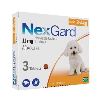 Merial NexGard Нексгард защита от бълхи и кърлежи за кучета от 2 до 4кг. , 1 таблетка