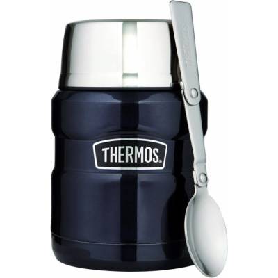 Thermos Style se skládací lžící a šálkem tmavě modrá Modrá termoska 470 ml