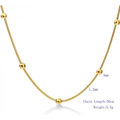 Prosperk Řetízek z chirurgické oceli ve zlaté barvě s kuličkami S0182