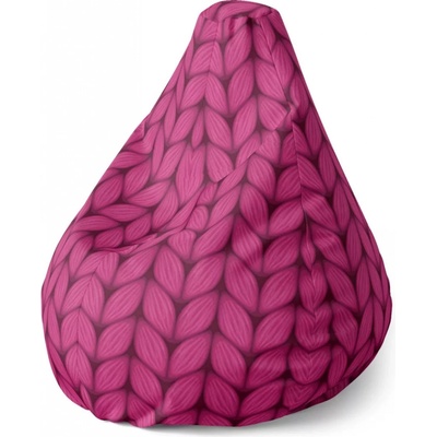 Sablio Sedací vak Pear Pletení ve fuchsiové barvě Sablio 70 x 95 x 15 cm