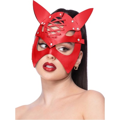 Fever Mock Leather Devil Mask Red