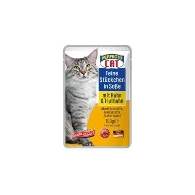 Perfecto Cat kuřecí & krůtí jemné kousky v omáčce 100 g