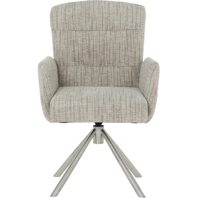 Carmen Трапезен стол Carmen KEILA, до 120кг, дамаска/еко кожа, метална база, въртене на 360°, бежов (bt-3532271)