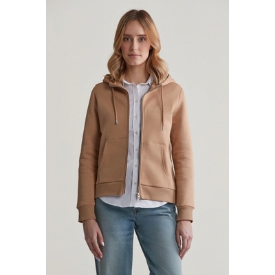 Gant Reg Tonal Shield Zip Hoodie hnedá