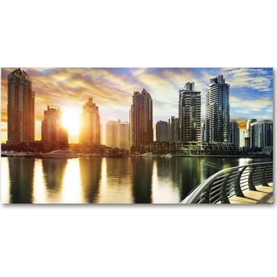 Moderný sklenený obraz z fotografie Dubai západ slnka 100x50 cm
