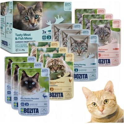 Bozita krmivo mix chutí Ryb a masa v omáčce 12 x 85 g