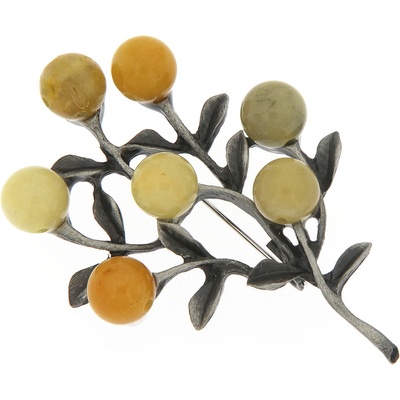 Biju brož větvička s oranžovými korálky 9001688-2