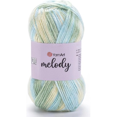 Pletací / háčkovací příze YarnArt MELODY 909 modro-zeleno-žlutá, efektní, 100g/230m