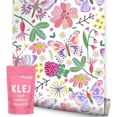 Muralo Tapeta Motýliky na lúke 53 cm x 10 m