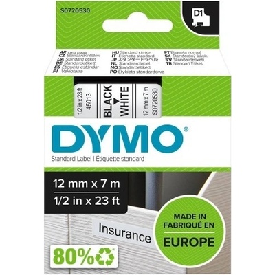 Páska Dymo Pocket 12 mm x 7 m, černá/bílá