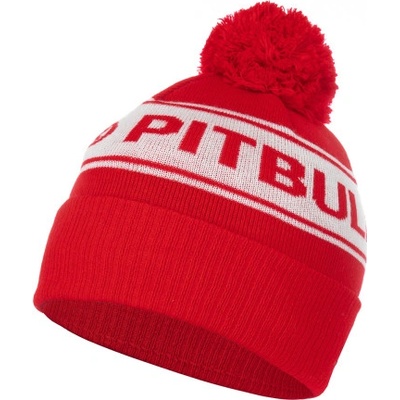 PitBull West Coast zimní pletená čepice Verme Pitbull R červeno/bílá