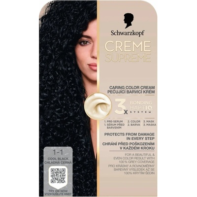 Schwarzkopf Creme Supreme 1-1 Chladná čierna 60 ml