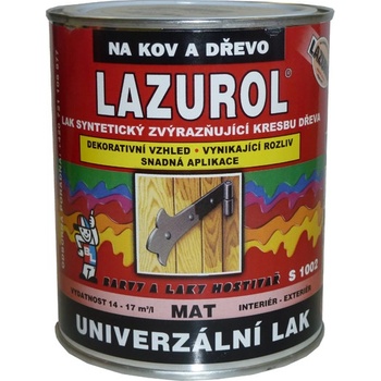 LAZUROL Syntetický lak na kov a drevo S 1002/0001 matný, 4l