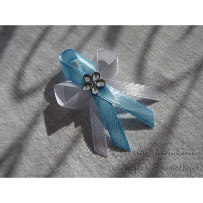 Svatební vývazek malý - bílý / modrá azuro 187 – Zbozi.Blesk.cz