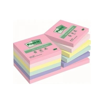 3M Eco-friendly Post-it® sticky notes, NATURE, pastel, 76x76mm, 12x100 cards