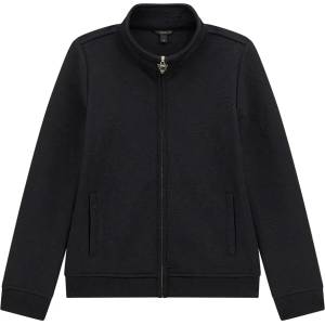 GUESS Едноцветен суичър за момиче в черен цвят с цип и релефни лога Guess