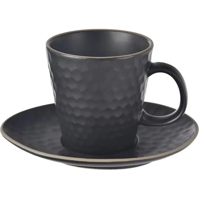 Orion Kameninový hrnček s podšálkou na cappuccino čierny 250 ml